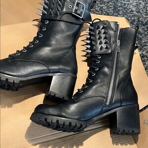 Dolls Kill Black Spiked Moto Boots